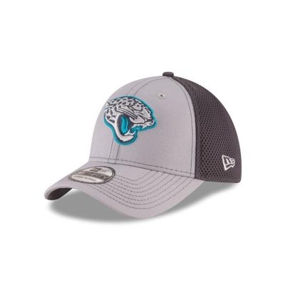 Grey Jacksonville Jaguars Hat - New Era NFL Grayed Out 39THIRTY Stretch Fit Caps USA3749610